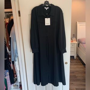 Billie Black Long-sleeve Midi Dress L NWT